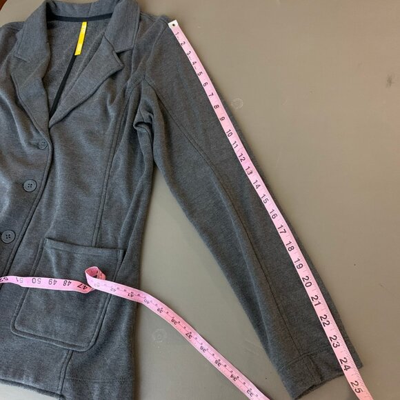 LOLE Womens L Knit Blazer Jacket 3 Button Gray Pockets Cozy Work Office Stretch - Picture 13 of 14